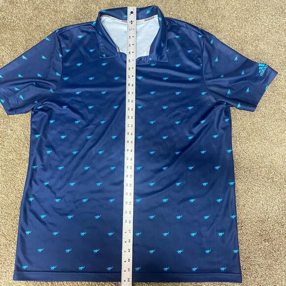 Adidas Prime Green Polo Shirt Men XL Navy Pony Print Performance Golf Athleisure - Picture 6 of 11
